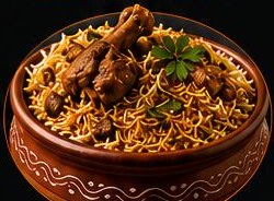 Chicken biryani in a clay bowl